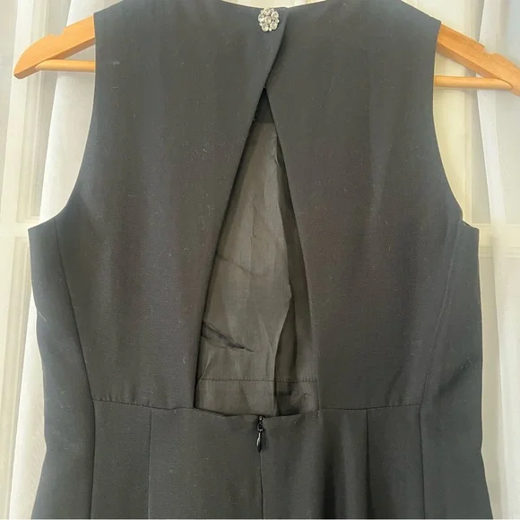 Tara Jarmon Elegant Cut Out Black Dress with Pockets and Rhinestone Buttons Sz 0 - Picture 5 of 10